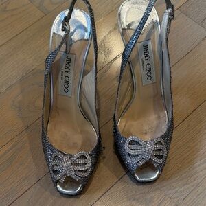 Jimmy Choo Glittering Silver Heels